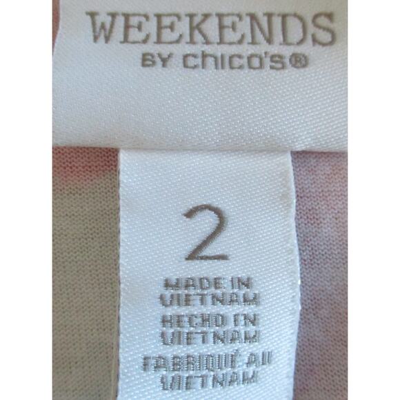 Weekends By Chico's Women's Multi Color Floral Print 3/4 Sleeve Shirt NWT Size L - Picture 5 of 8